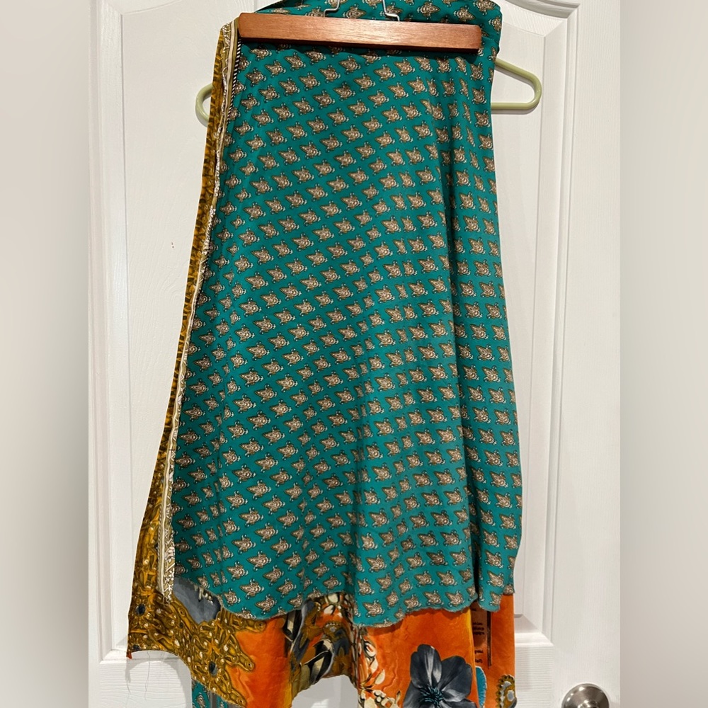 Darn Good Yarn reversible sari skirt, ankle length